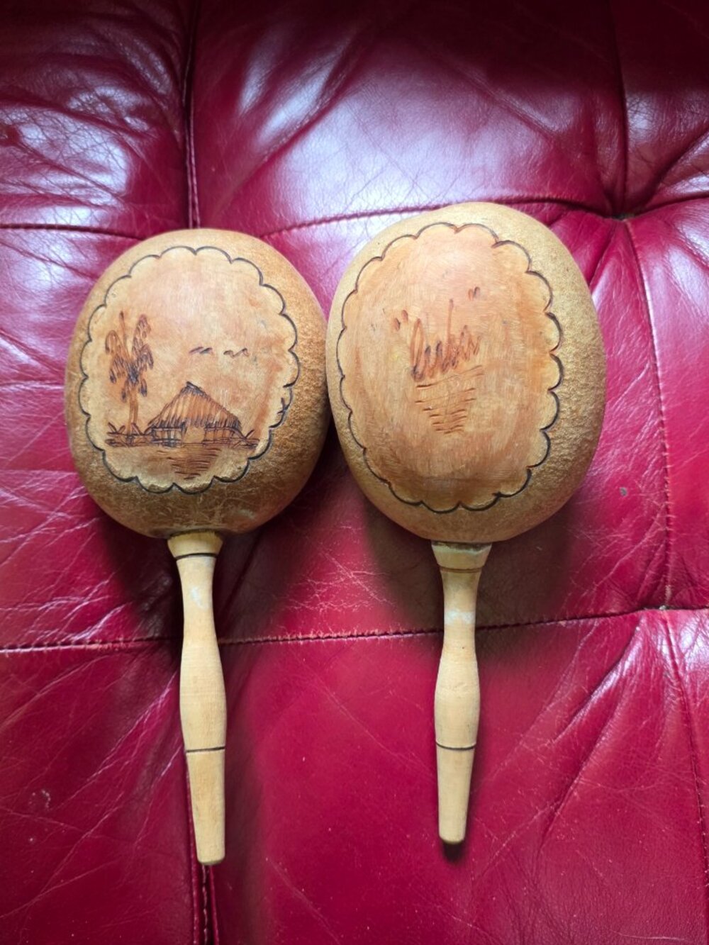 Cuban Gourd Maracas – Hand Decorated Folk Art Pair